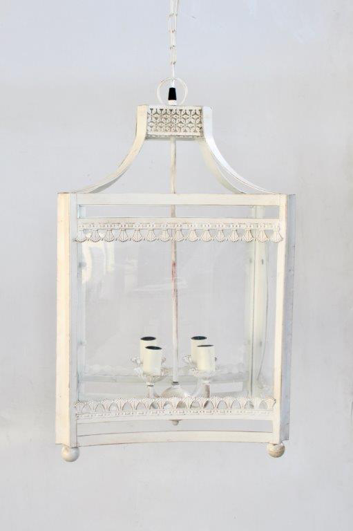 White Electric Hanging Lantern (No Glass)